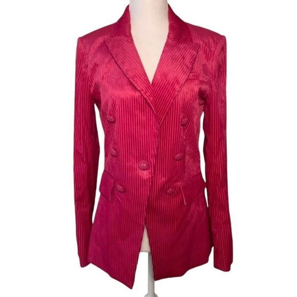 Veronica Beard Gaya Blazer Corduroy Miller Hot Pink Collared Size 2 Jacket - Picture 2 of 11